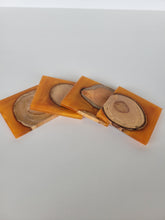 Load image into Gallery viewer, Epoxy &amp; Wood Cookie Coasters - Aztec Gold Epoxy &amp; Solid Wood Cookies - Set of 4
