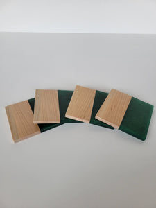 Half & Half Coasters - Maple with Emerald Green Epoxy - Set of 4