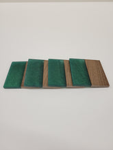Load image into Gallery viewer, Half &amp; Half Coasters - Black Walnut with Emerald Green Epoxy - set of 4
