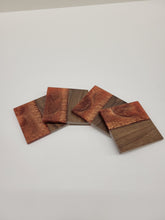 Load image into Gallery viewer, Half &amp; Half Coasters - Black Walnut with Antique Copper Epoxy - set of 4
