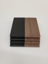 Load image into Gallery viewer, Half &amp; Half Coasters - Black Walnut &amp; Black epoxy - Set of 4
