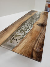 Load image into Gallery viewer, Charcuterie Board - Black Walnut with Clear Epoxy &amp; Antique Keys - 24&quot;
